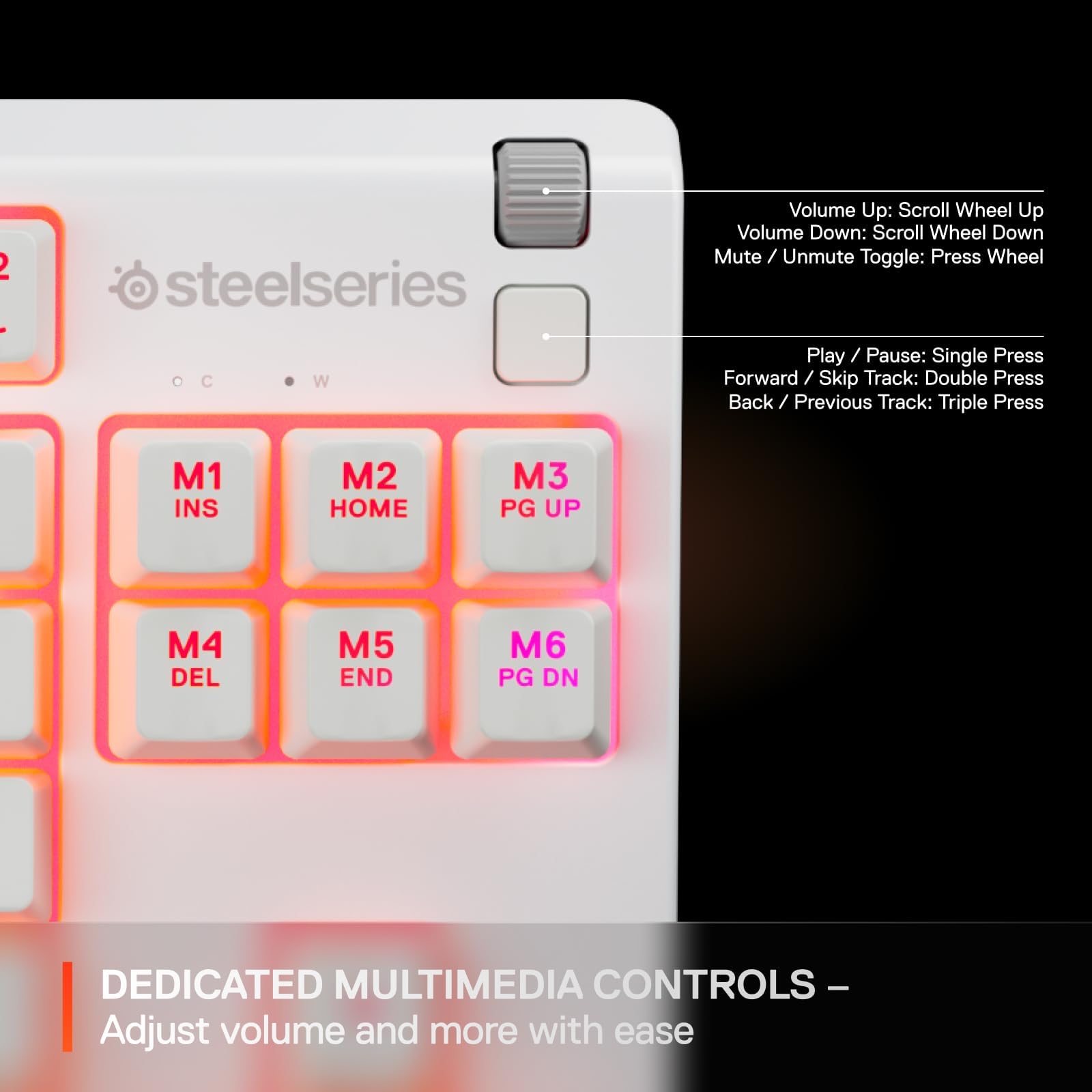 SteelSeries Apex 3 TKL White RGB Gaming Keyboard — Tenkeyless Compact Form Factor — 8-Zone RGB Illumination — Water and Dust Resistant — Whisper-Quiet Gaming Switch