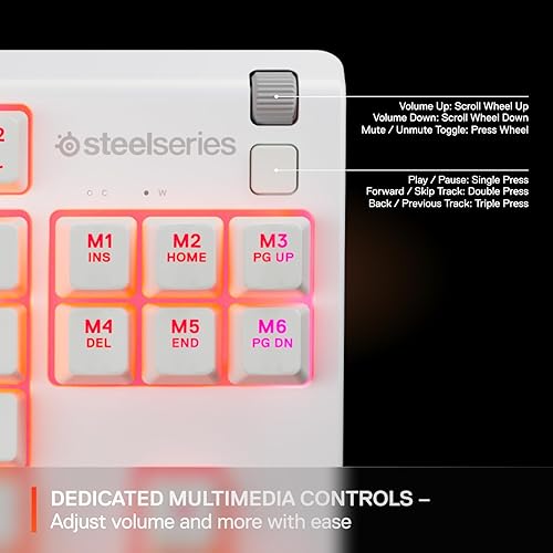 Miniatura 6 de SteelSeries Teclado para juegos Apex 3 TKL RGB blanco  Factor de forma compacto sin llave  Iluminación RGB de 8 zonas  Resistente al agua y al polvo