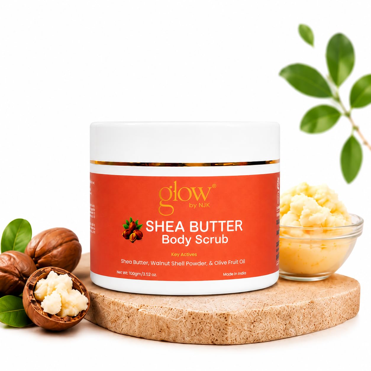 Shea Butter Body Scrub with Walnut Shell Powder & Olive Oil for Exfoliation, Deep Moisturization & Smooth Glowing Skin | Removes Dead Skin Cells | Suitable for Men & Women | 100g-image-14