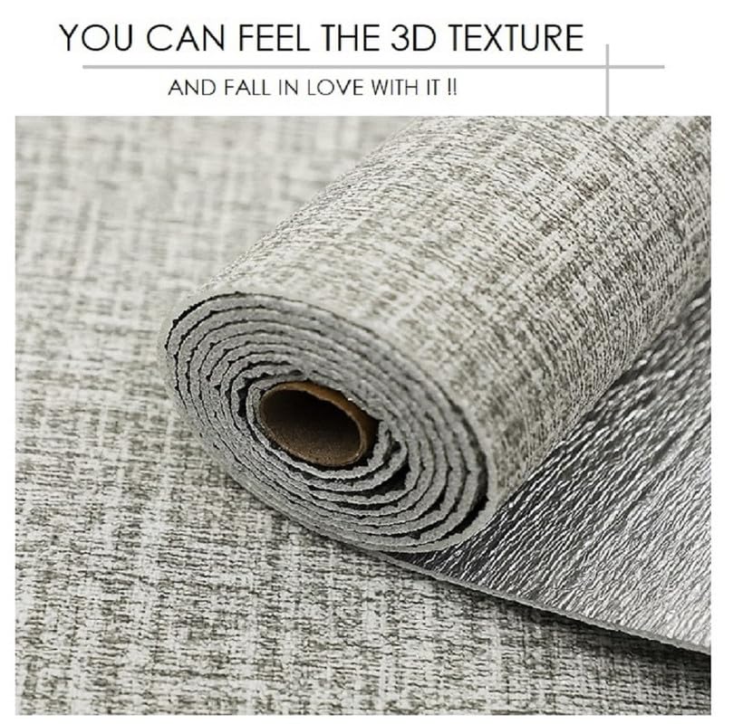 Image of Textured Linen Wallpaper for Walls Sticker Roll (3 Pcs) I 3D Foam Wallpaper for Full Wall, Furniture I Fabric, Waterproof, Large (Light Grey; 3 Pieces of 3 Meter x 0.7 Meter Each)