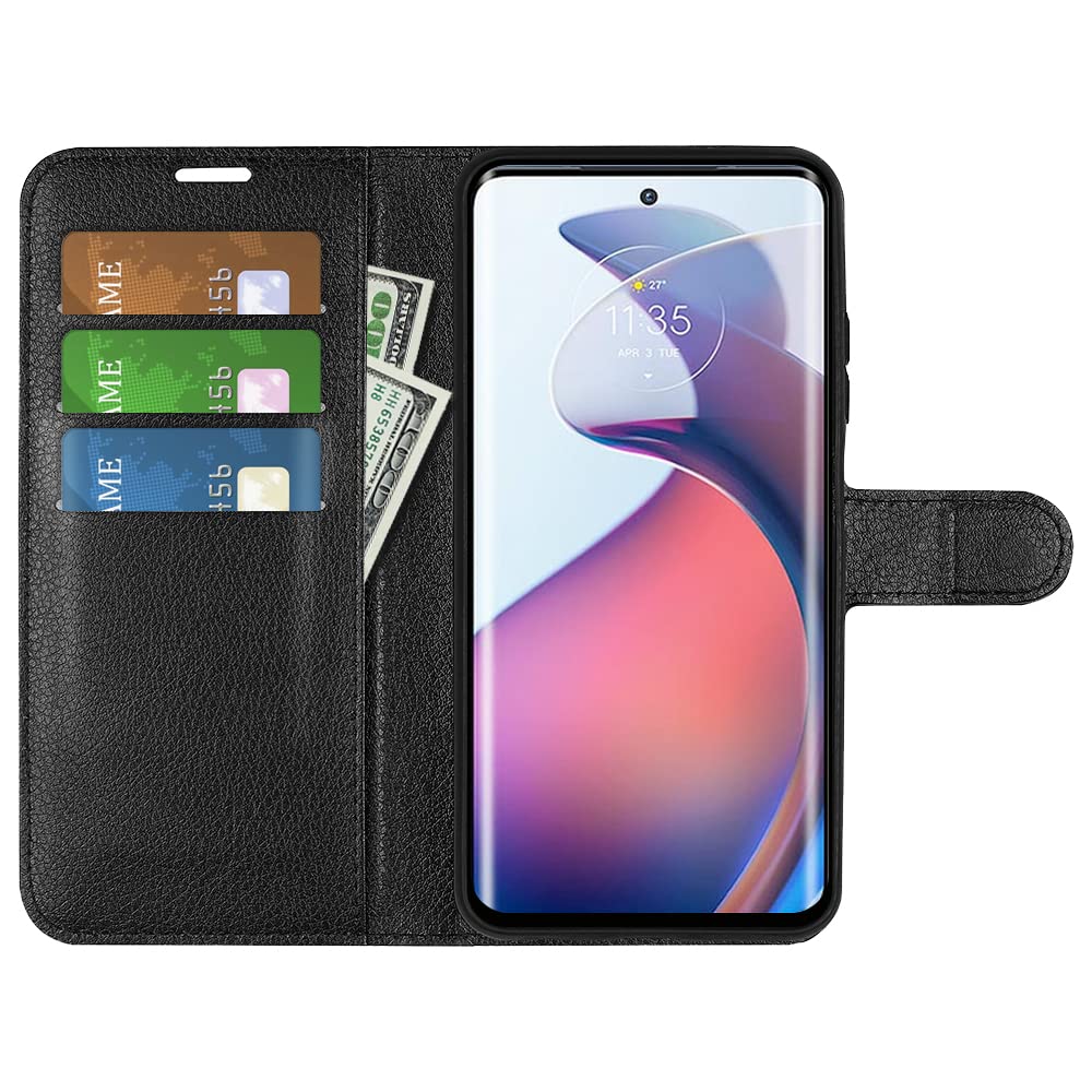 ROVLAK Case compatible with Mototola Moto S30 Pro Wallet Flip Cover with Card Slot Shockproof Lichee Pattern PU Leather Case+Inner TPU Silicone Case with Kickstand Cover Case,Black - Image 3