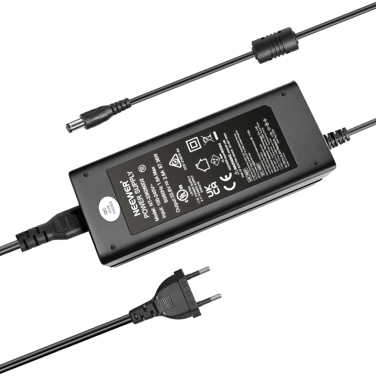NEEWER Zasilacz i kabel sieciowy tylko do Q6 Flash Strobe, 100-240V, 50/60 Hz, zasilacza AC i kabla ładowania NC-Q6