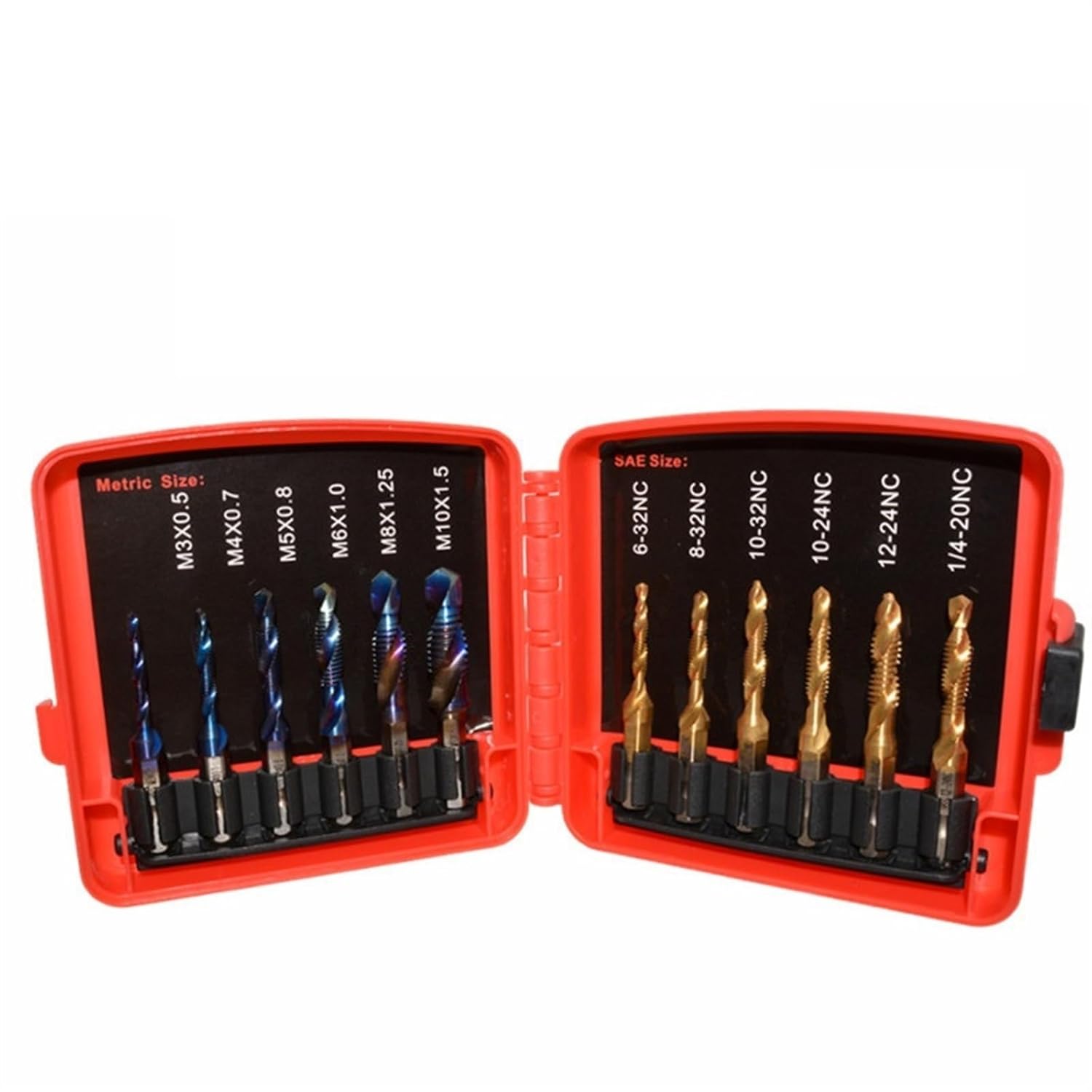 1Pcs Combination Drill Tap Bits Set 3-in-1 HSS Metric & Kit for Screw Thread Drilling Tapping Deburring Countersinking(Set B(13PCS))