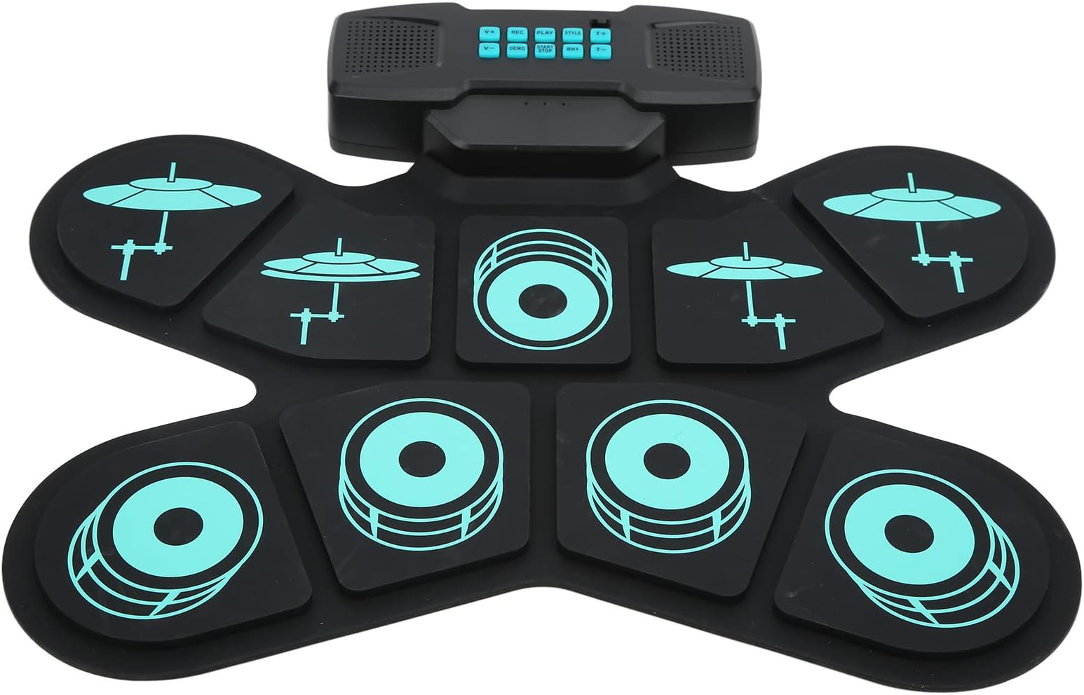 Maquer Electronic Drum Set, Portable Roll Up MIDI Kit with 9 Electric Pads, Adult Beginner Practice Pad Built-in Speaker Pedals Sticks, 2.0Ah Rechargeable Battery