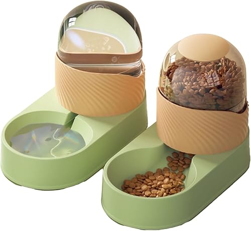 Miniatura 6 de Airshi Comedero automático para gatos, dispensador transparente de alimentos para mascotas, 67.6 fl oz, extraíble para interiores (verde naranja)