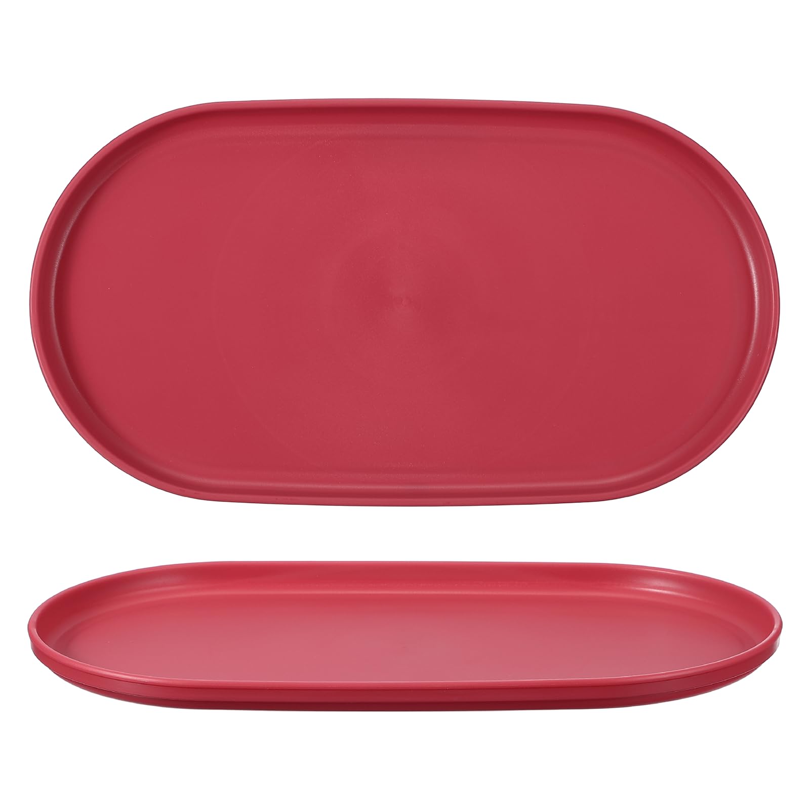 sourcing map 2Pcs Fast Food Serving Trays, 37.6x20.5cm Oval Reusable Restaurant Serving Trays for Kitchen Restaurant Coffee Fruit Burger Lunch Dessert, Rose Red