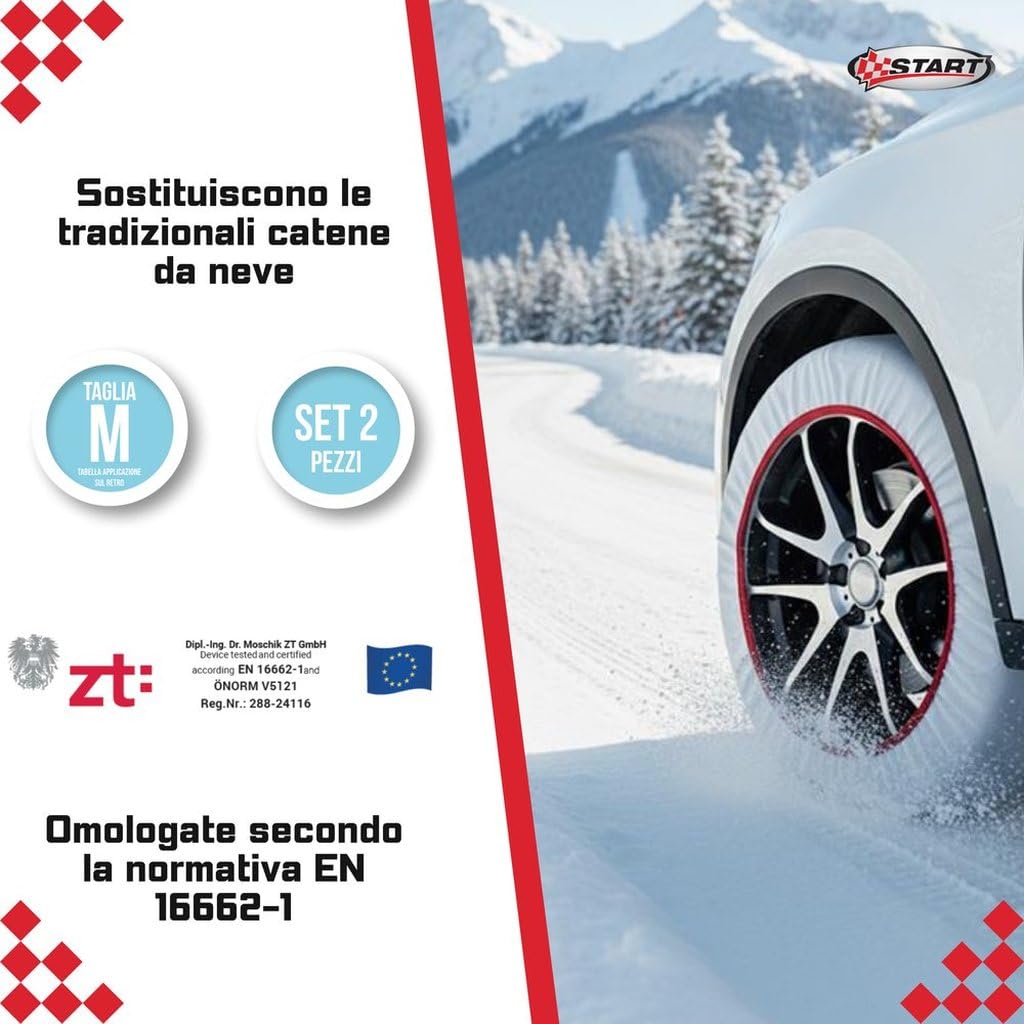 Start Chaussettes de neige taille M adaptées pour voitures SUV et véhicules commerciaux n'endommagent pas les jantes et faciles à monter