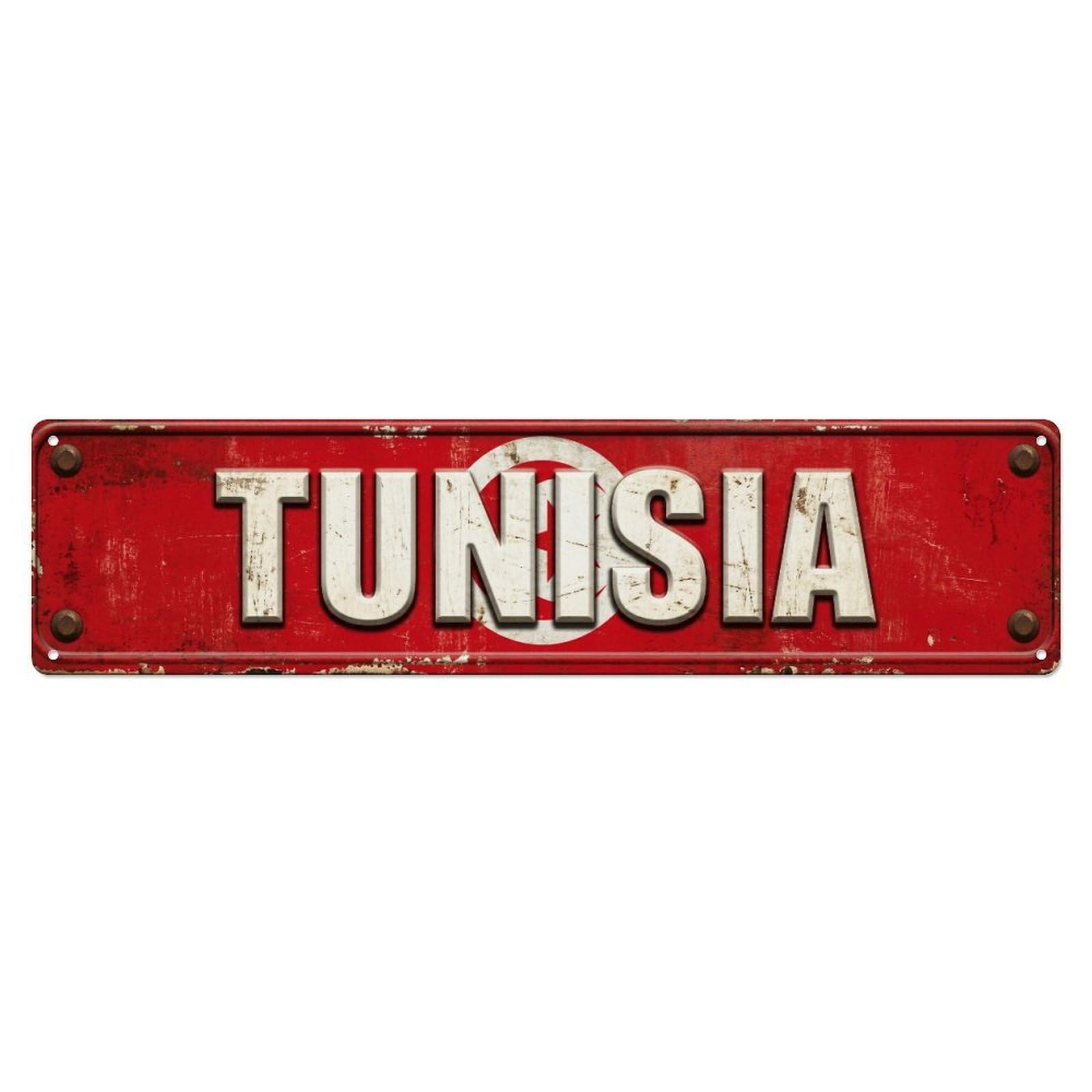 Metal Tin Sign Vintage Tunisia Flag Pattern