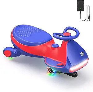 FanttikRide N7 Classic Electric Wiggle Car with Pedal, Rechargeable Battery, Ride on Toys, Swing Car, 2 Speeds, Anti-Rollover, Flashing Light Wheels, Bluetooth, for Ages 3 and Up, 150 Lbs, Blue