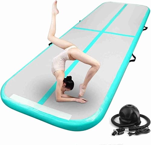 KAIDIFI Colchoneta inflable de gimnasia para yoga, fitness, taekwondo, salto mortal, ejercicio, entrenamiento con bomba de aire eléctrica (verde,