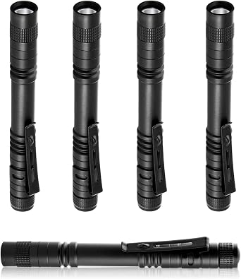 flintronic Pocket LED Torch Light Flashlight, 5pcs Pen Light Tactical Flashlight, Mini Portable, Waterproof, Anti-Skid wear, 200 Lumens for Household, Workshop, Inspection, Work, Repair [Energy Class A+++]