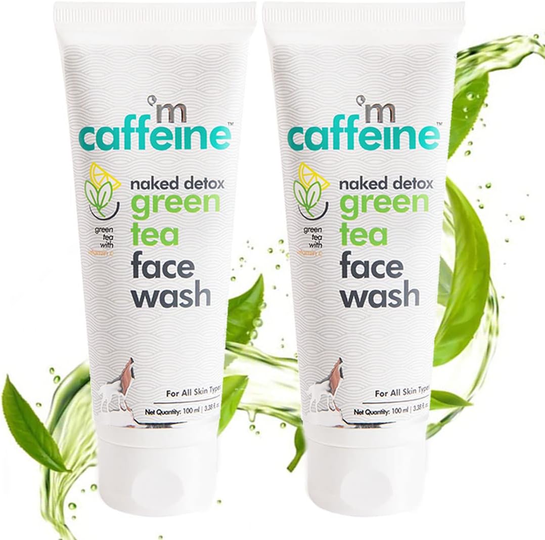 Naked Detox Green Tea Face Wash (Pack Of 2)| Dirt Removal | Vitamin C, Hyaluronic Acid | All Skin | Paraben & SLS Free | 100 ml