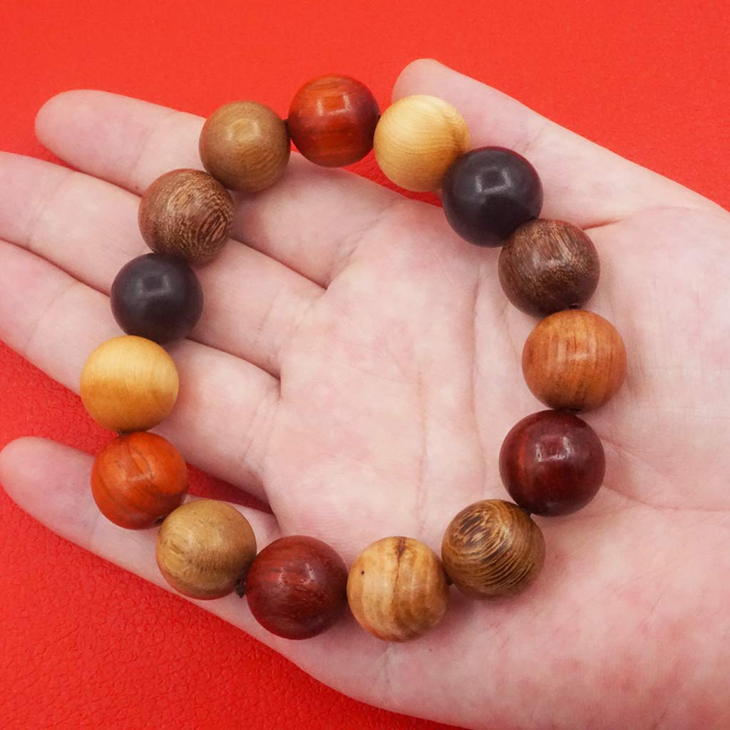 Tybetańska bransoletka Mala Buddyjska Medytacja Buddy 15 mm Naturalne drewniane koraliki Męska elastyczna bransoletka modlitewna