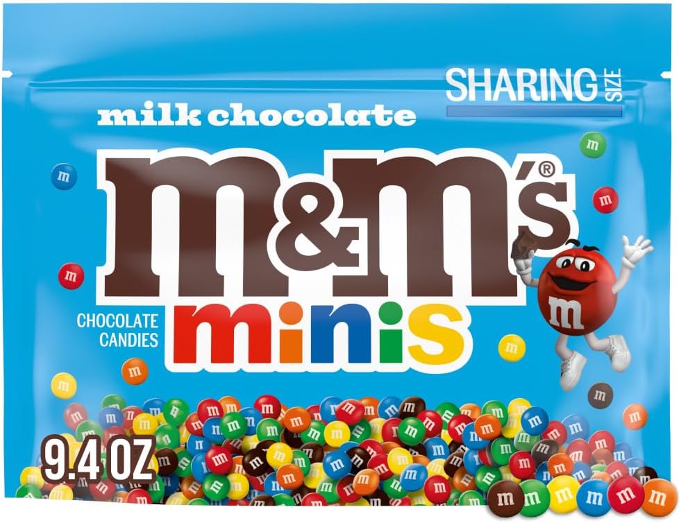 M&M'S MINIS Milk Chocolate Candy Bulk Snacks, Sharing Bag, 9.4 Ounce
