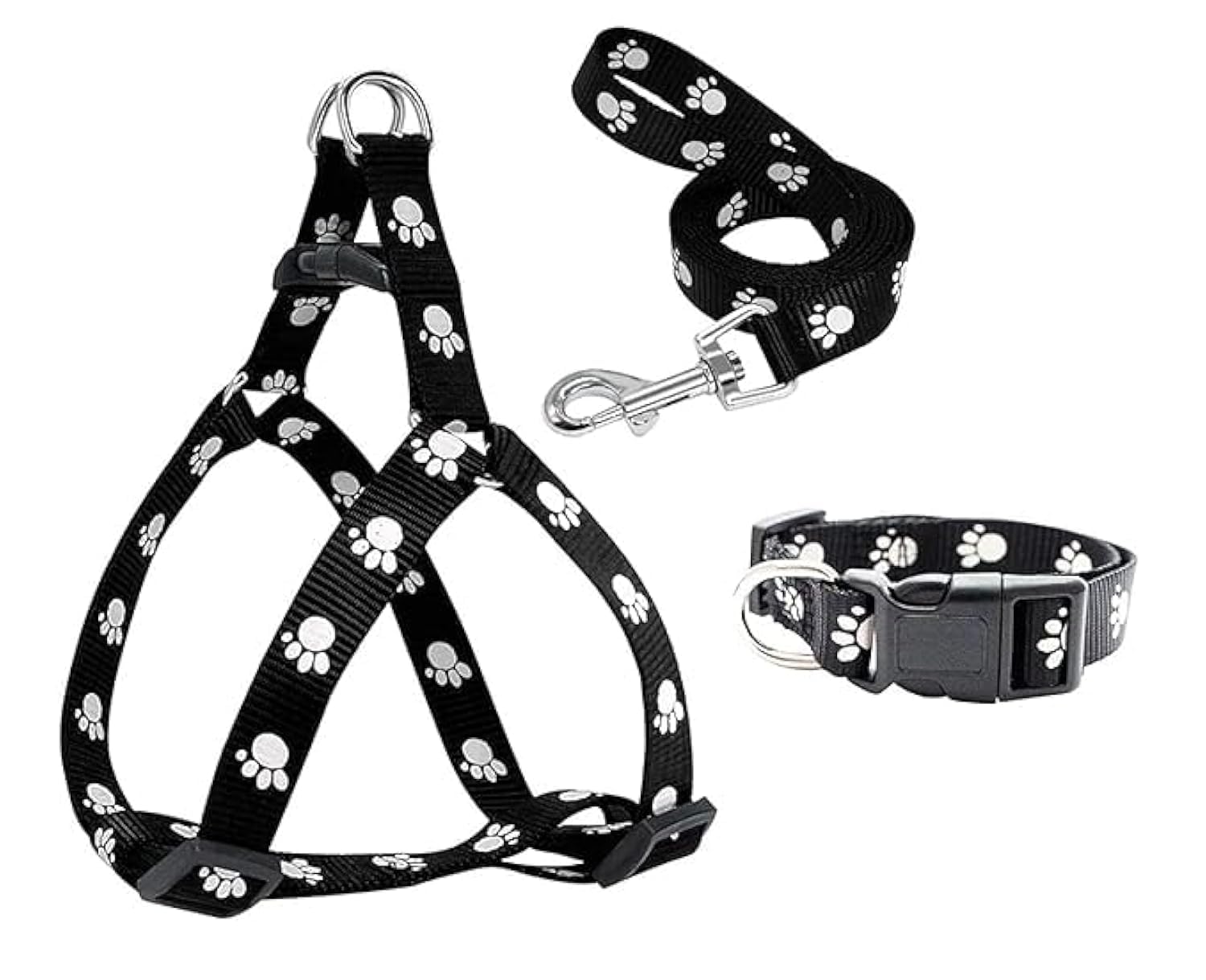 Pups&Pets 15 MM Adjustable Paw Print Puppy Harness Leash Collar Set Combo Offer of Small Dog Harness + Leash + Collar Set (Balck) (B0CYH78WJ1) Amazon Price History, Amazon Price Tracker