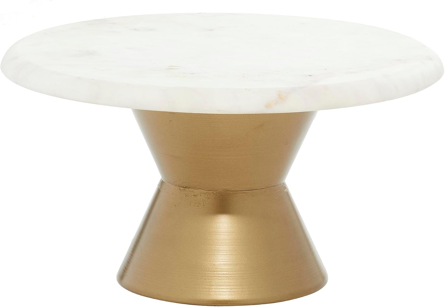 Deco 79 Marble Cake Stand with Gold Base, 12" x 12" x 7", Gold