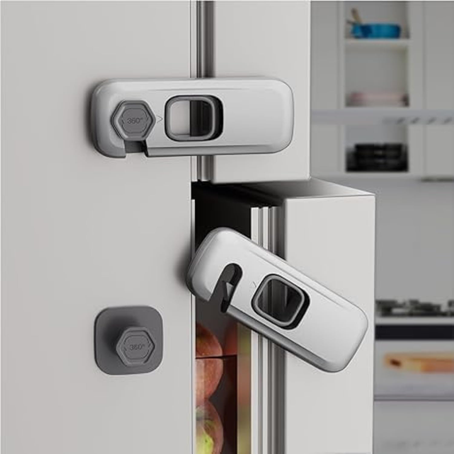 HITWA™ 2 Pack Child Proof Refrigerator Lock, Fridge, Cabinets, Freezer Door Lock Apply to Max 1"(25mm) Sealing Strip for Toddlers and Kids, No Tools Need or Drill - Grey (Grey, 2)-image-19