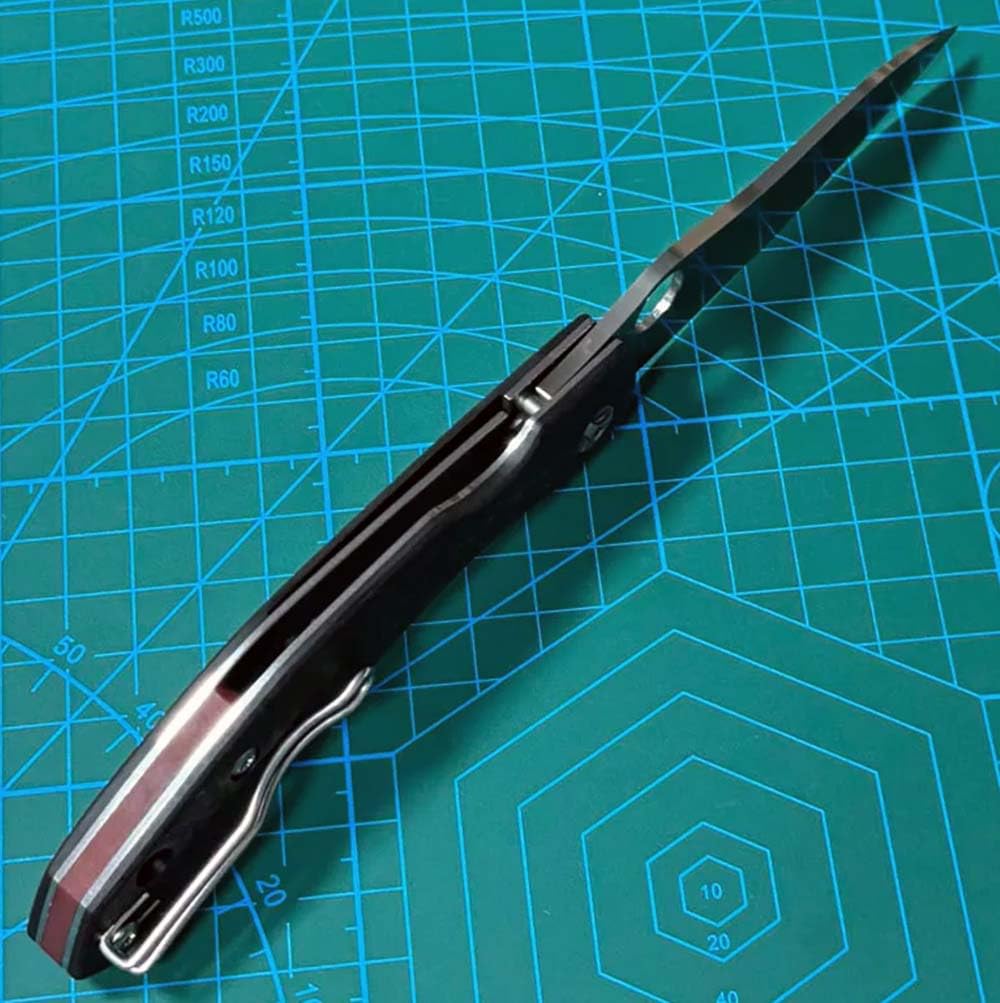 Klappmesser 8.3" Taschenmesser Rutschfest Aus Edelstahl Carbon & Kohlefaser, Slim Outdoor Survival Messer wandern Camper Jagdmesser Robust Scharfes Einhandmesser Mit Taschenclip, Ergonomisches Design