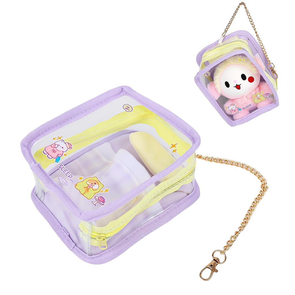Zibuyu® Transparent Mini Doll Display Pouch with Chain, Kawaii