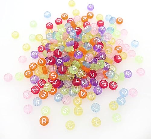 Vista 27 de Más de 500 cuentas redondas blancas de letras del alfabeto acrílico de 0.157 x 0.276 pulgadas de la A a la Z, cuentas sueltas para manualidades