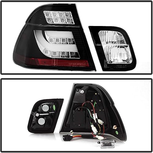 Miniatura 2 de ACANII - Para BMW E46 Serie 3 3 Sedán de 4 puertas, luces traseras LED negras Lumileds con tira LED izquierda y derecha 2002-2005