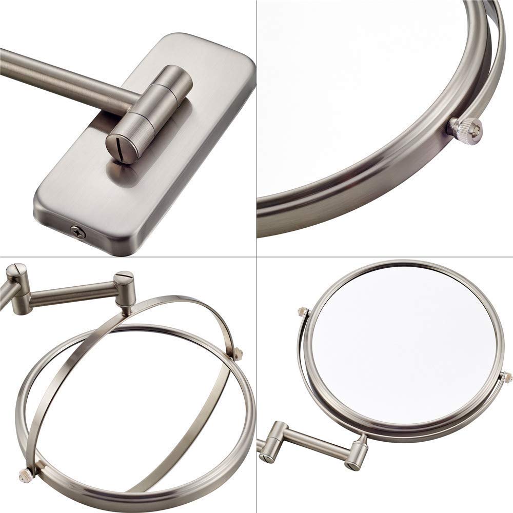 Specchi for il trucco a parete, specchietti da trucco girevoli estensibili regolabili a doppia faccia ingrandenti cosmetici (Color : 8inch, Size : 10X)