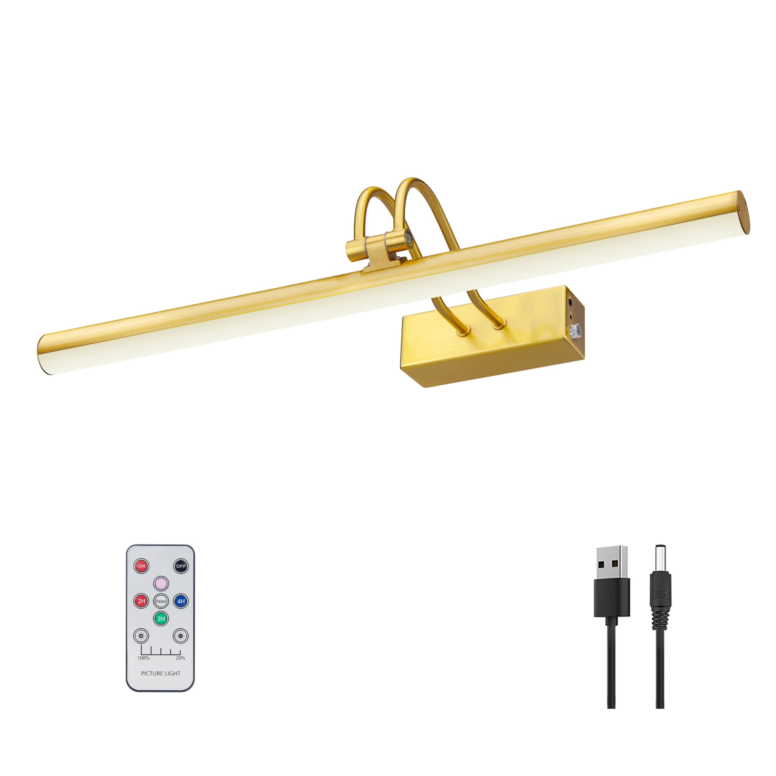 Picture Light,16" Battery Wall Sconce,Remote Art Lights for Paintings with Timer and Dimmable for Display Gallery Artwork,Frame,Portrait,Dartboard-Plated Gold