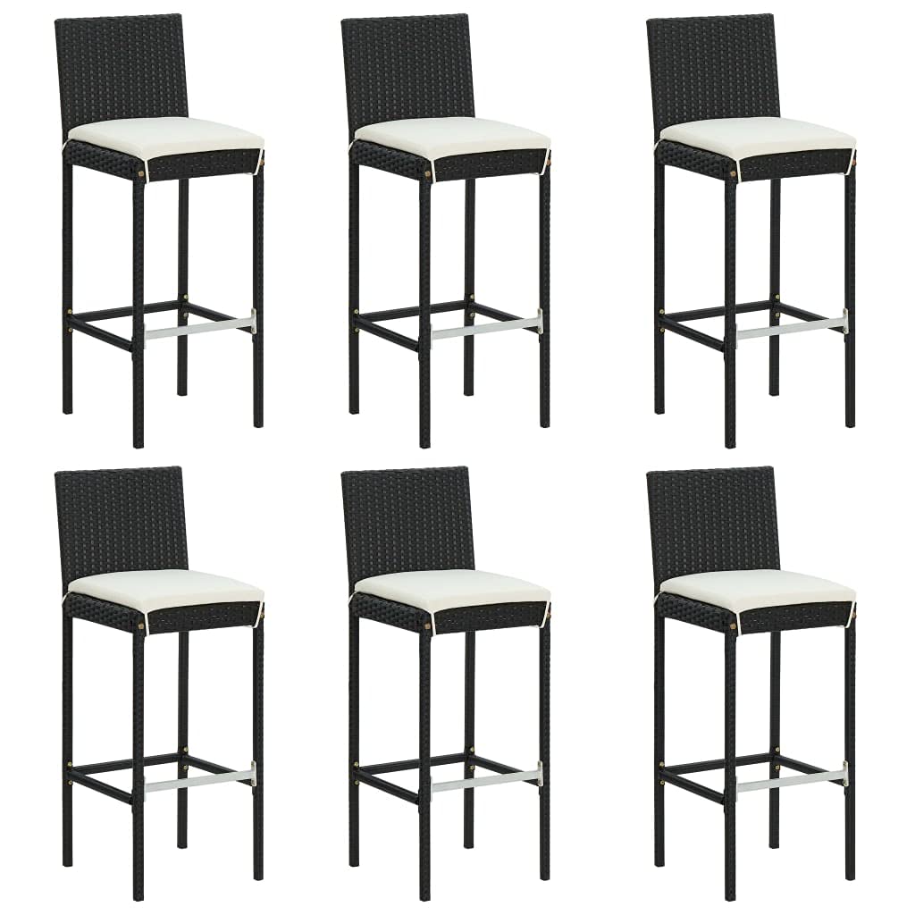 Juego de muebles de jardín con cojines para jardín, 7 piezas, color negro