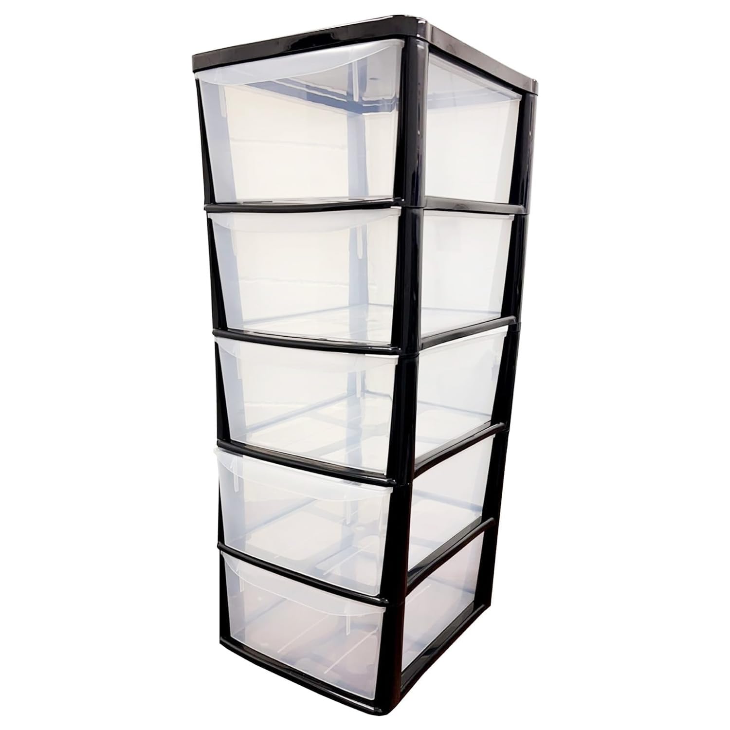 5 Plastic Storage Drawers Large Tall Tower Unit for Home, School, Office, Bedroom & Living Room With Clear Drawers (2)