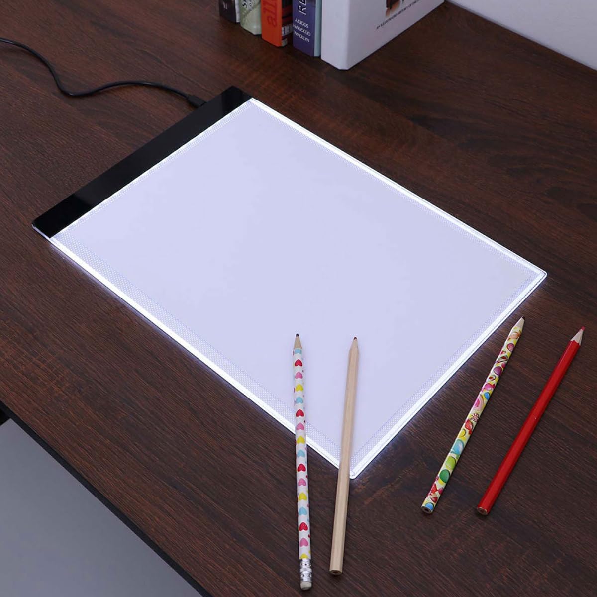 SOESFOUFU Mesa de Luz Fácil de Transportar y Almacenar A4 Acrílico con Tablero de Copia LED Blanco con Cable USB Adecuado para Práctica de Pintura Profesional