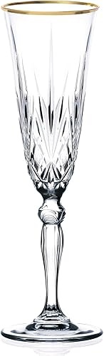 Miniatura 10 de Cristalería de cristal elegante y moderna para organizar fiestas y eventos, copa de vino blanco, banda dorada, juego de 4, 6 onzas.