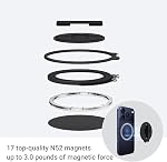Grat 4 for Magsafe Magnetic Phone Grip Stand, 360° Rotatable Elastic Strap Loop, Detachable Ultra-Thin Aluminum Ring Kickstand Compatible with iPhone 17 Pro Max Air 16 15 14 13 12, Black