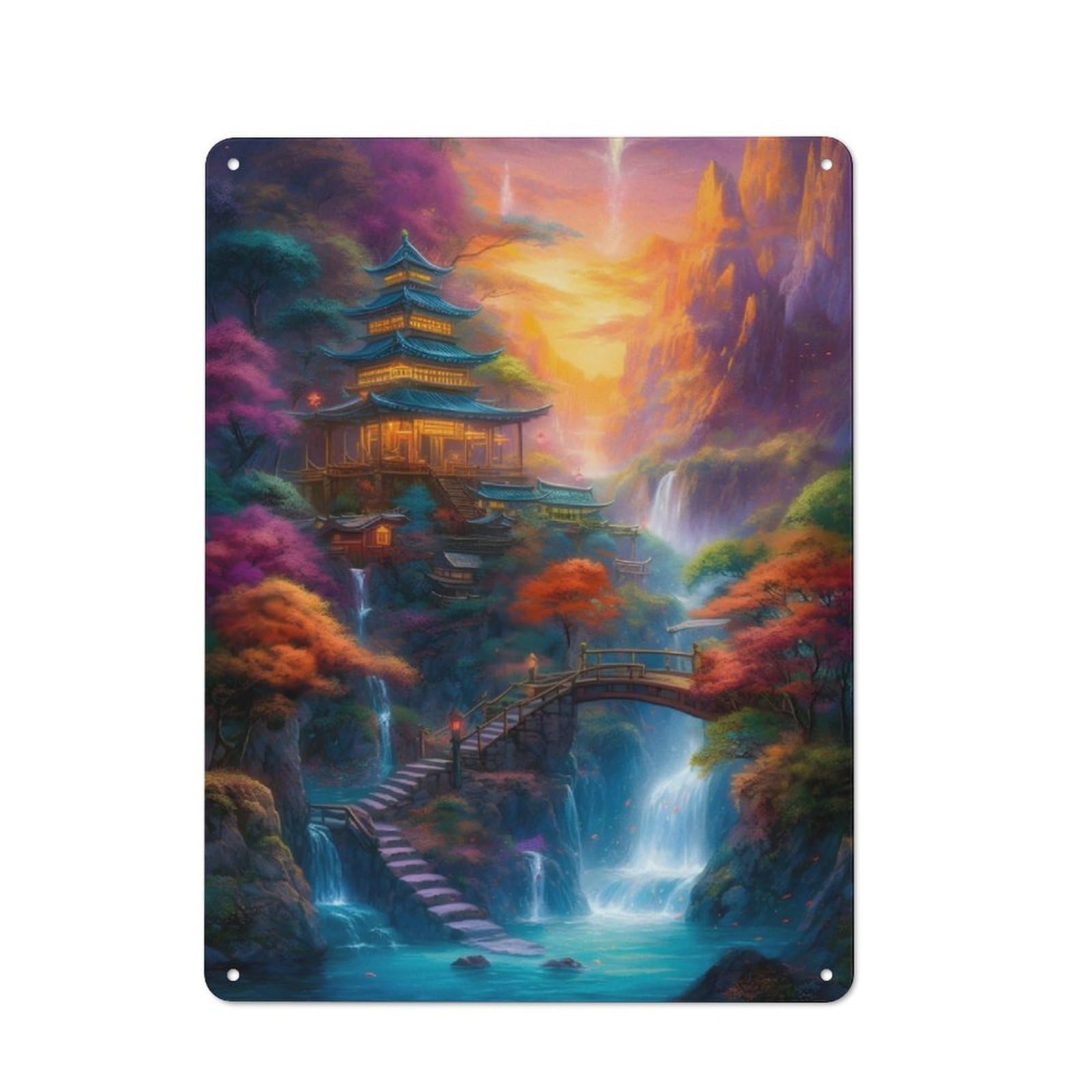 Junmoney Fantasy Landscape 44 Metal Plaque 40X30cm With For Garage Wall, Vintage Decor, For Vintage Wall Decor Fans, For Metal Sign Collectors