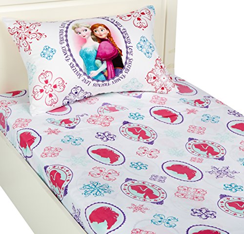 Disney Frozen Anna and Elsa Snowflake Sheet Set, Twin