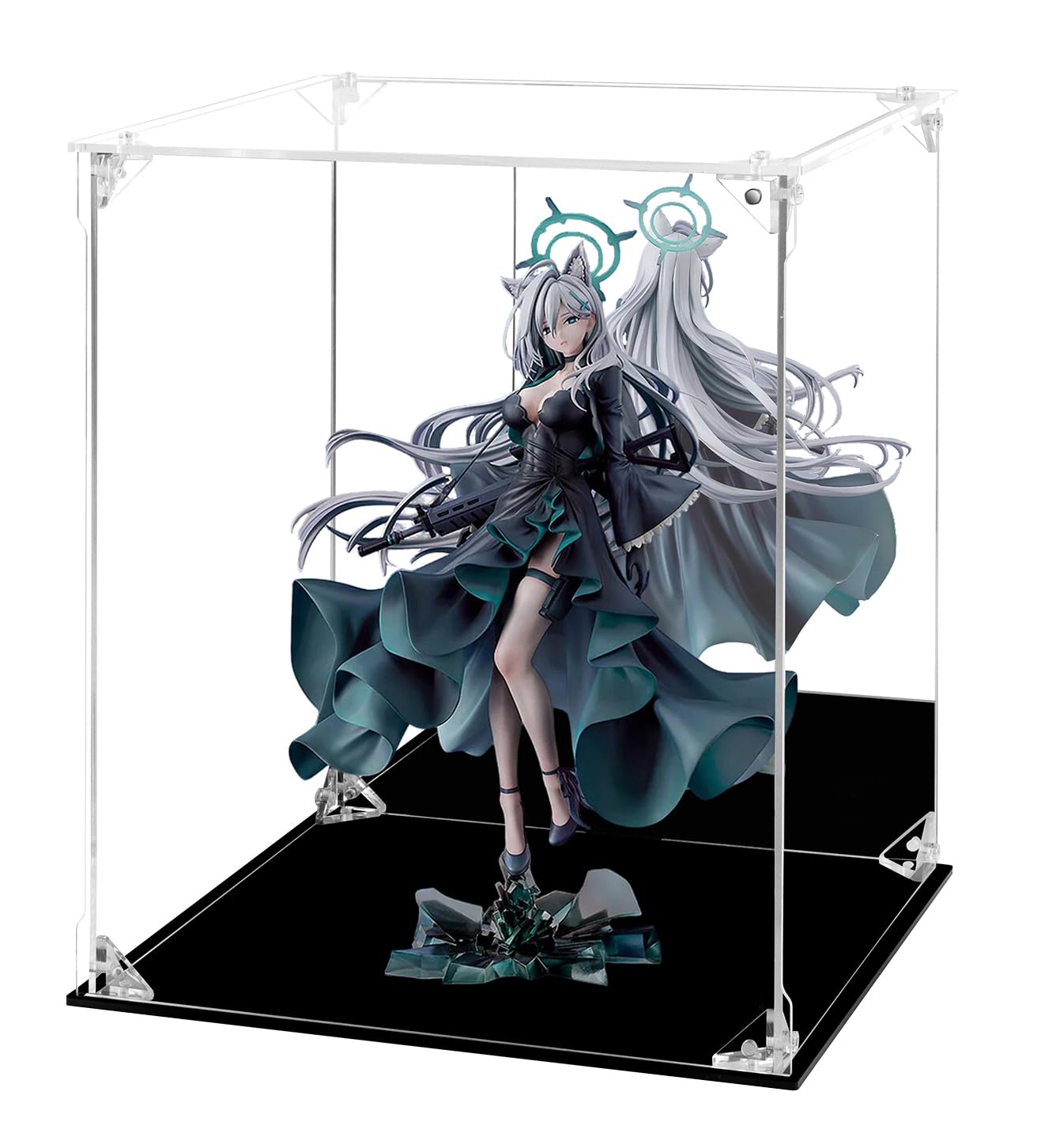 Vitrine en acrylique - Figurines d'action transparentes avec dos miroir - Vitrine étanche à la poussière - Vitrine en verre alternative pour objets de collection, figurines, modèles, jouets