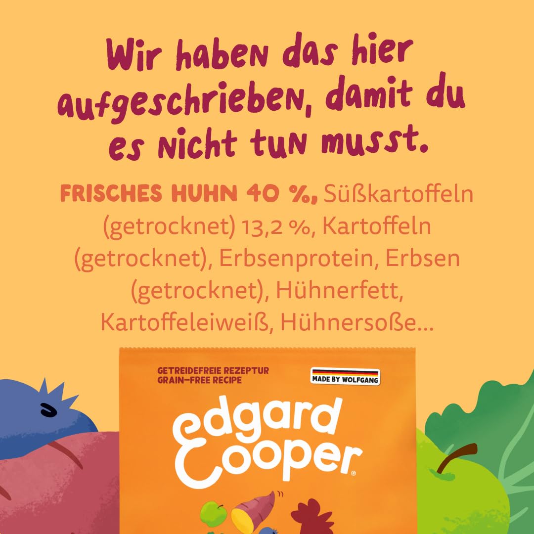 Edgard & Cooper Hundefutter, Trockenfutter für Hunde, (Huhn, 2.5kg), Getreidefrei, natürliche Zutaten und frisches Fleisch, voller essentieller Aminosäuren
