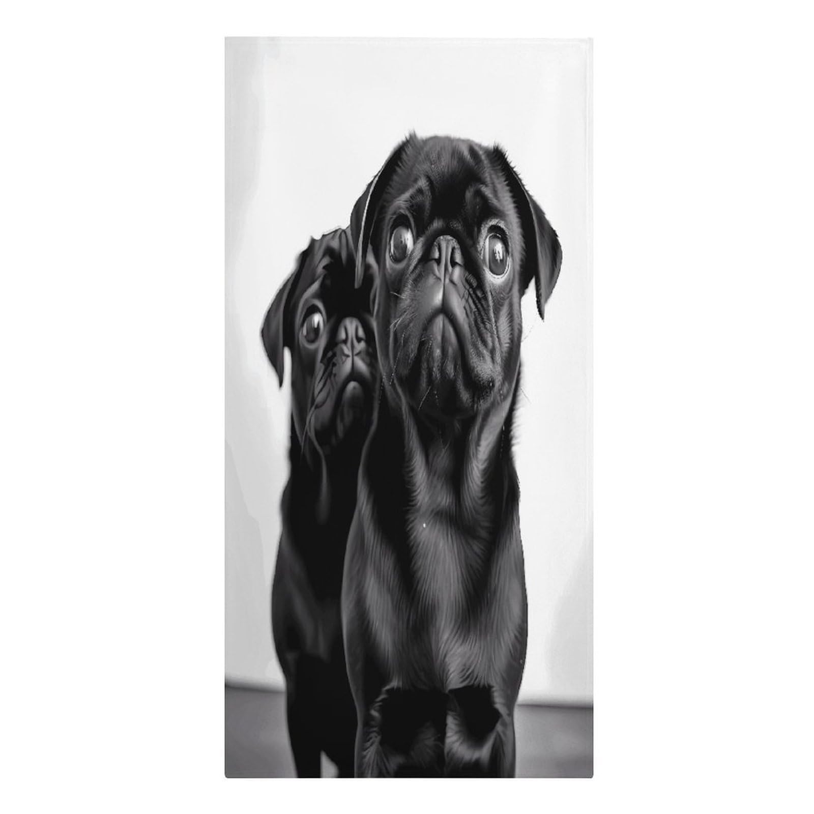 VstaDank Cute Black Pug Dog Beach Towels 30"x61" Microfiber Super Absorbent Large Bath Towels Cozy Soft Swim Travel Towel Quick Dry Thin Pool Towel Beach Accessories for Outdoor Adult