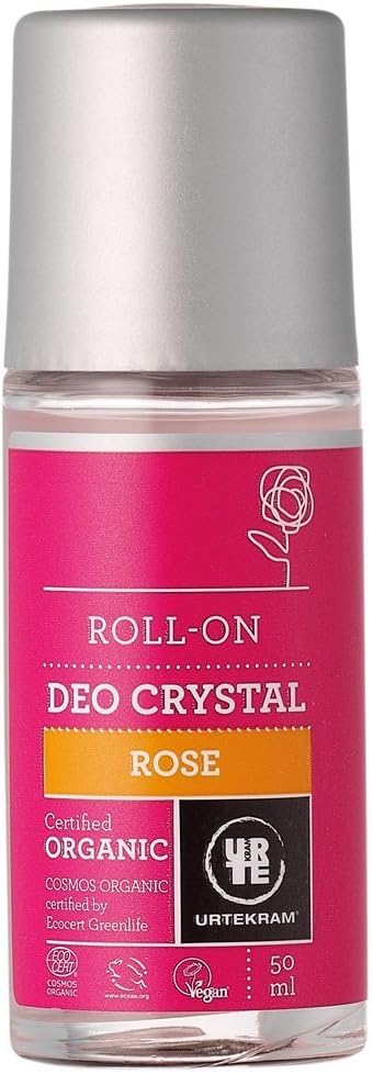 (4 PACK) - Urtekram - Rose Crystal roll on deodorant | 50ml | 4 PACK BUNDLE