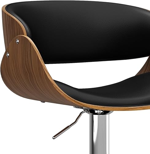 Miniatura 80 de SIMPLIHOME Lowell Taburete de bar giratorio ajustable, silla tapizada de metal de 33 pulgadas de altura del asiento en tela de aspecto de lino gris