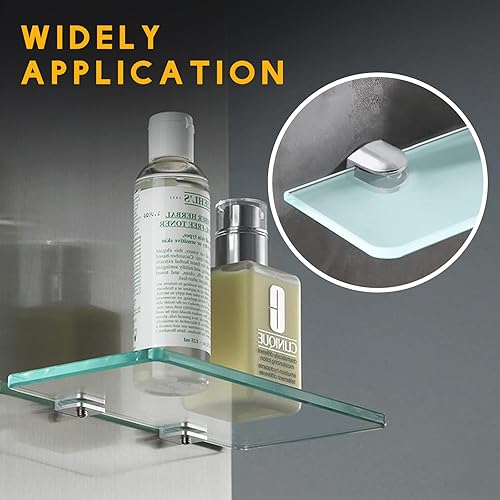 Miniatura 6 de 4 soportes de estante de vidrio, soporte de estante de vidrio rectangular ajustable sin marco, soporte de estante de vidrio de aleación de zinc