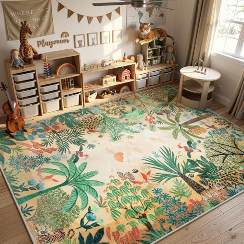 Tapete Boho 8x10 lavado antideslizante multicolor miniatura 1