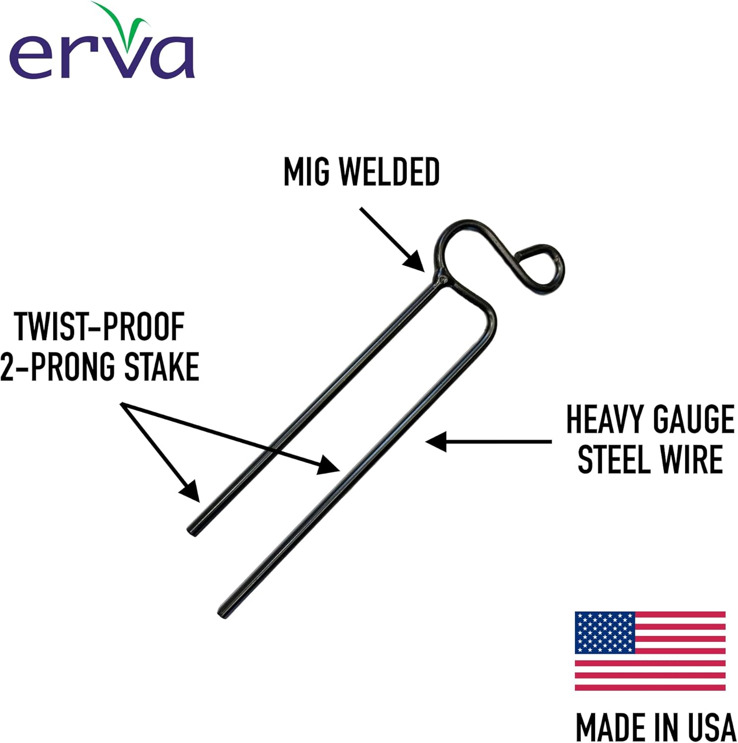Erva Hose Guides - Set of 6 - Heavy Duty Steel Hose Stakes - Made in USA