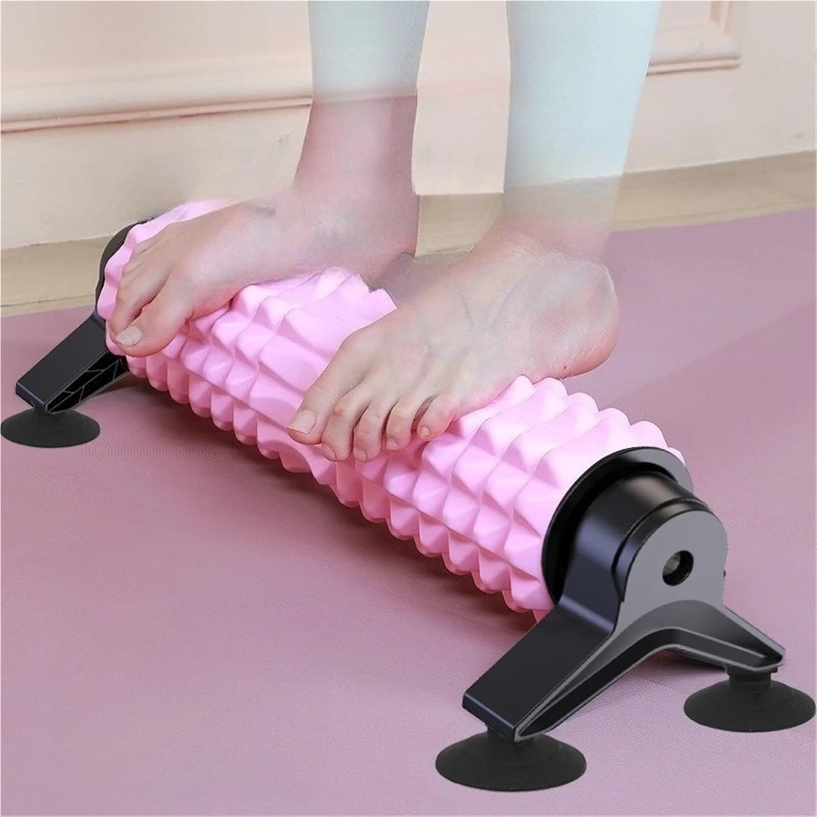 2 Stück Schaumstoff-Rollen-Massagestab, adsorbierbarer Saugnapf, fester Schaumstoffschaft, Muskelentspannung, Yoga, Fitness, Rücken für Training(Black)