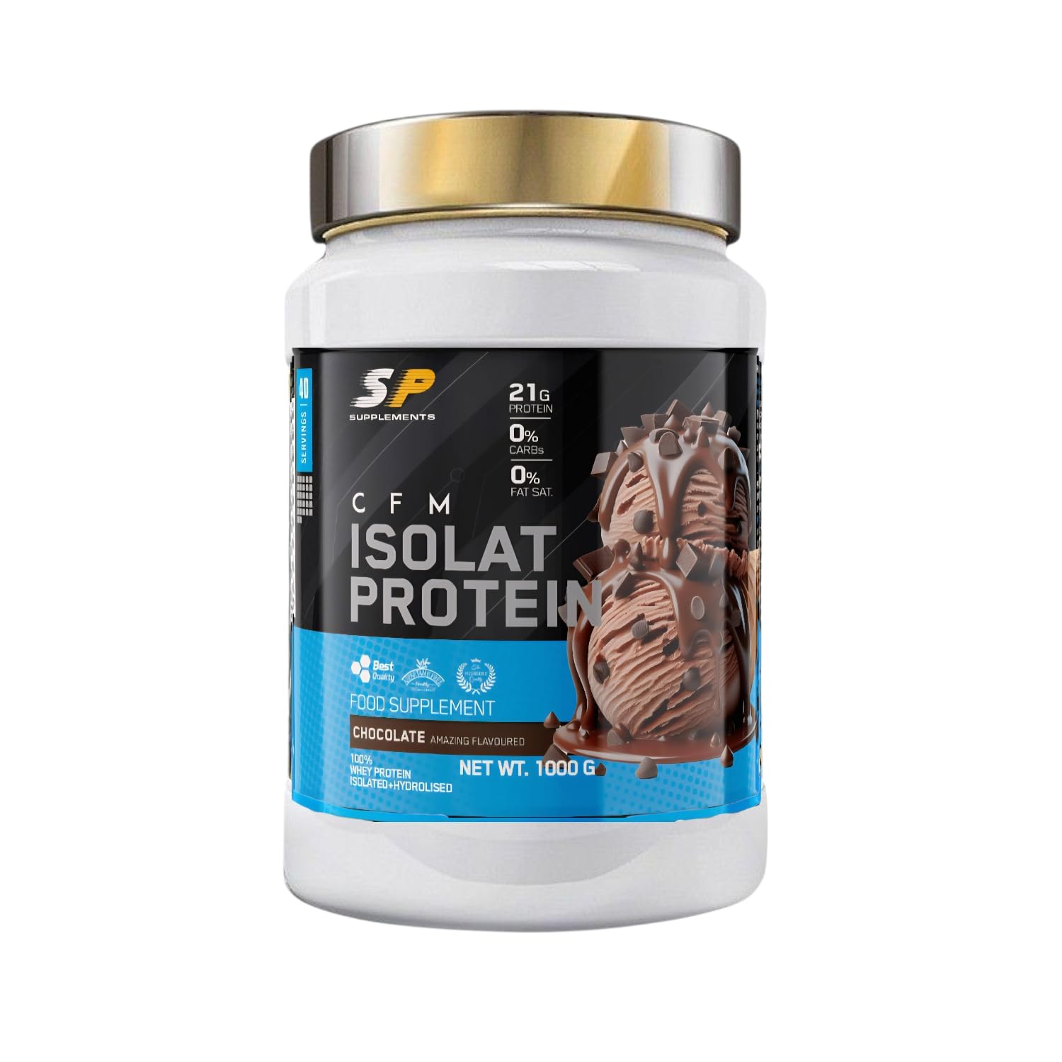 SP - Proteína Isolada - Proteína Whey para Masa Muscular - Protein Isolate Isolat - Proteína Premium ultrafiltrada sin grumos - 1kg (Chocolate)