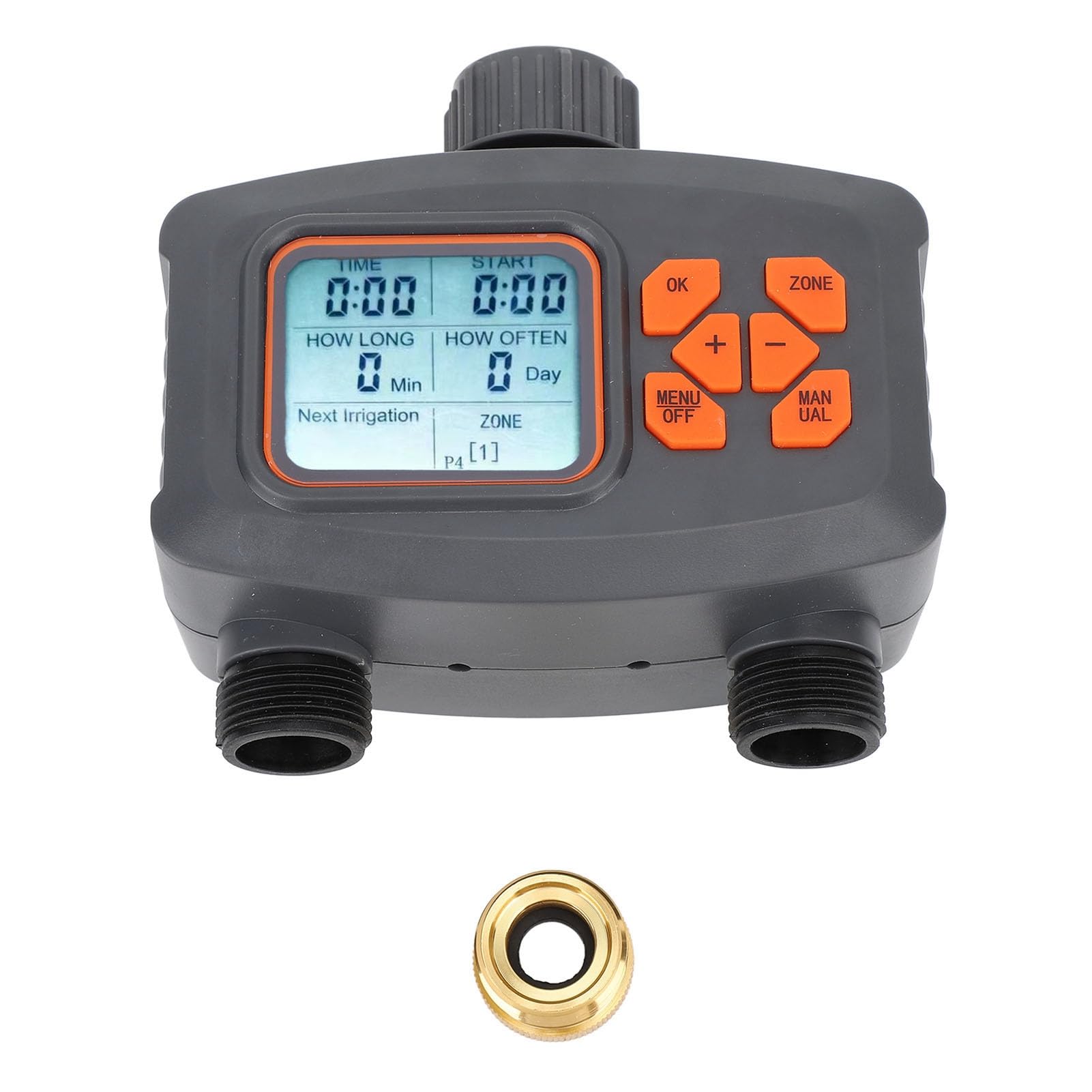 Programmatore per irrigazione a doppia uscita per prato, programmatore per irrigazione da giardino con design antipioggia, timer programmabile per rubinetto per sistemi