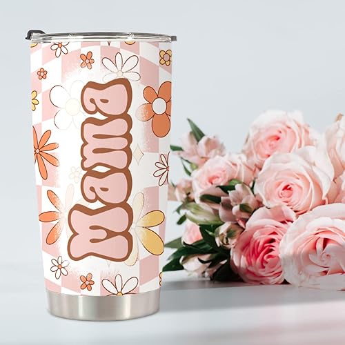 Vista 6 de Groovy Mama - Vaso con pajillas, regalos para mamá para nuevas mamás, vaso de viaje de acero inoxidable, 20 onzas mama,Autismo Mamá,La mejor mamá