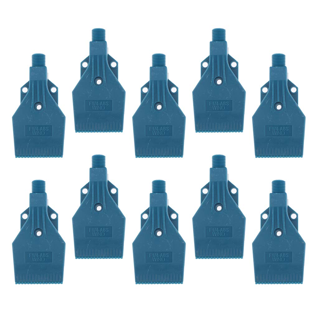 LOVIVER 10Pcs Flat Blow Fan Nozzle - Air Jet Blower - Duster Dryer - Air Spreader -1/4 Bspt - 3 Holes - Blue