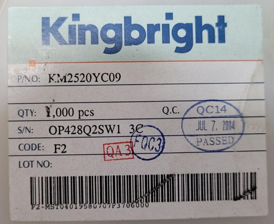 (10 PC) KM2520YC09 KINGSBRIGHT LED Uni-Color Yellow 2-Pin SMD T/R