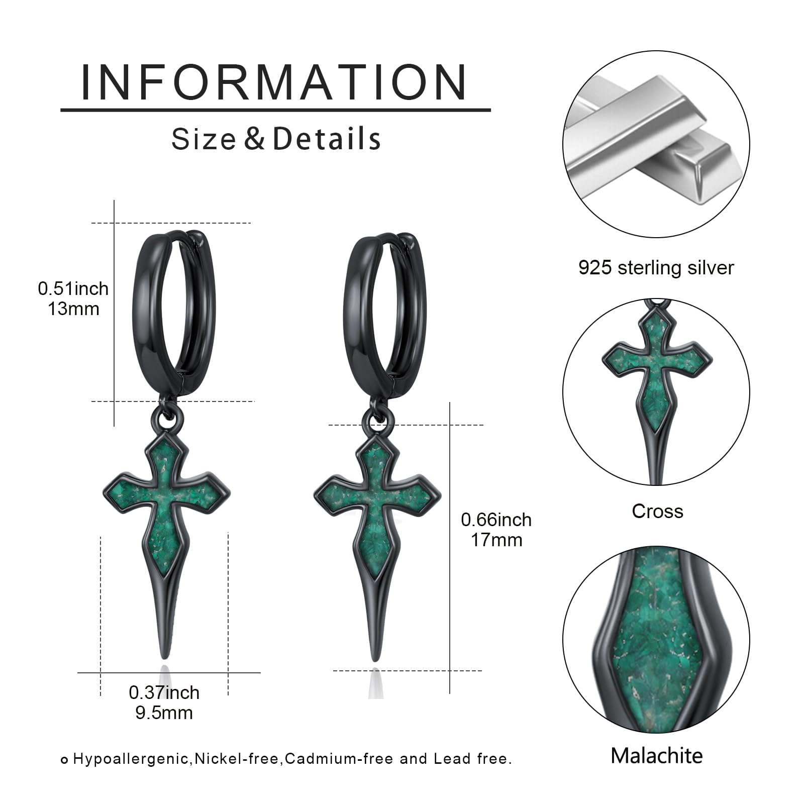 Midir&Etain Piuma/spada/pizzo/croce/stella di David orecchini pendenti per uomini e donne in argento Sterling 925 punk orecchino malachite turchese gioielli regalo di compleanno