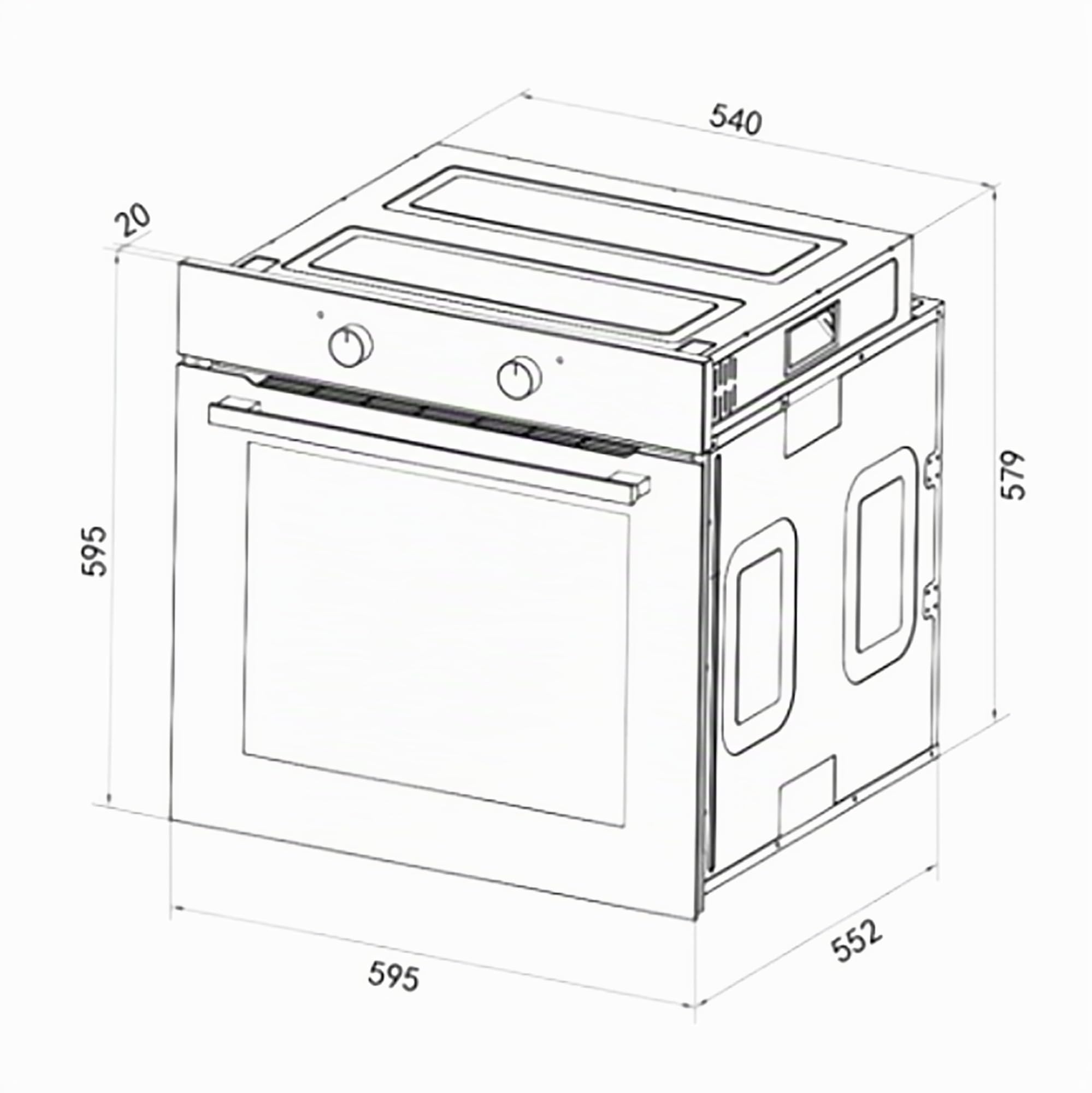 Cecotec Einbaubackofen Multifunktional Konventionell 80L Bolero Hexa C126400 Glass Black. 2800W, 5 Funktionen, Niedriger Verbrauch, Innenbeleuchtung, Steam Assist, Steam EasyClean, Kalte Tür 2 Gläsern